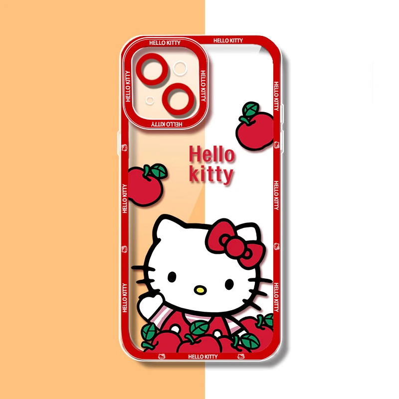 thumbnail image 1 of Sanrio-funda de silicona suave Hello Kitty para iPhone, 11, 12, 13, 14 Pro Max, Mini, XR, XS, X, 8, 7, 6, 6S Plus, SE 2020, cubierta de lente a prueba de golpes, 1 of 5