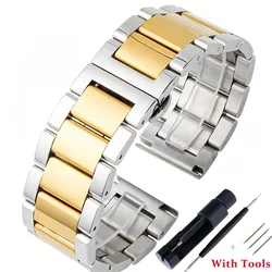 High - Quality Solid Stainless Steel Universal Watch Band Strap Replacement - 22mm (Silver Gold)