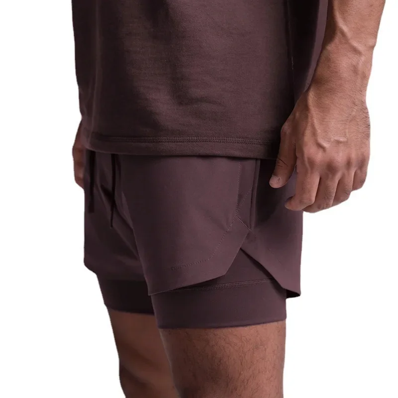 Men's Sporty Casual Basketball Shorts Double Layer Quick Dry Sweat Wicking Marathon Fitness Running Long Pants Skateboarding