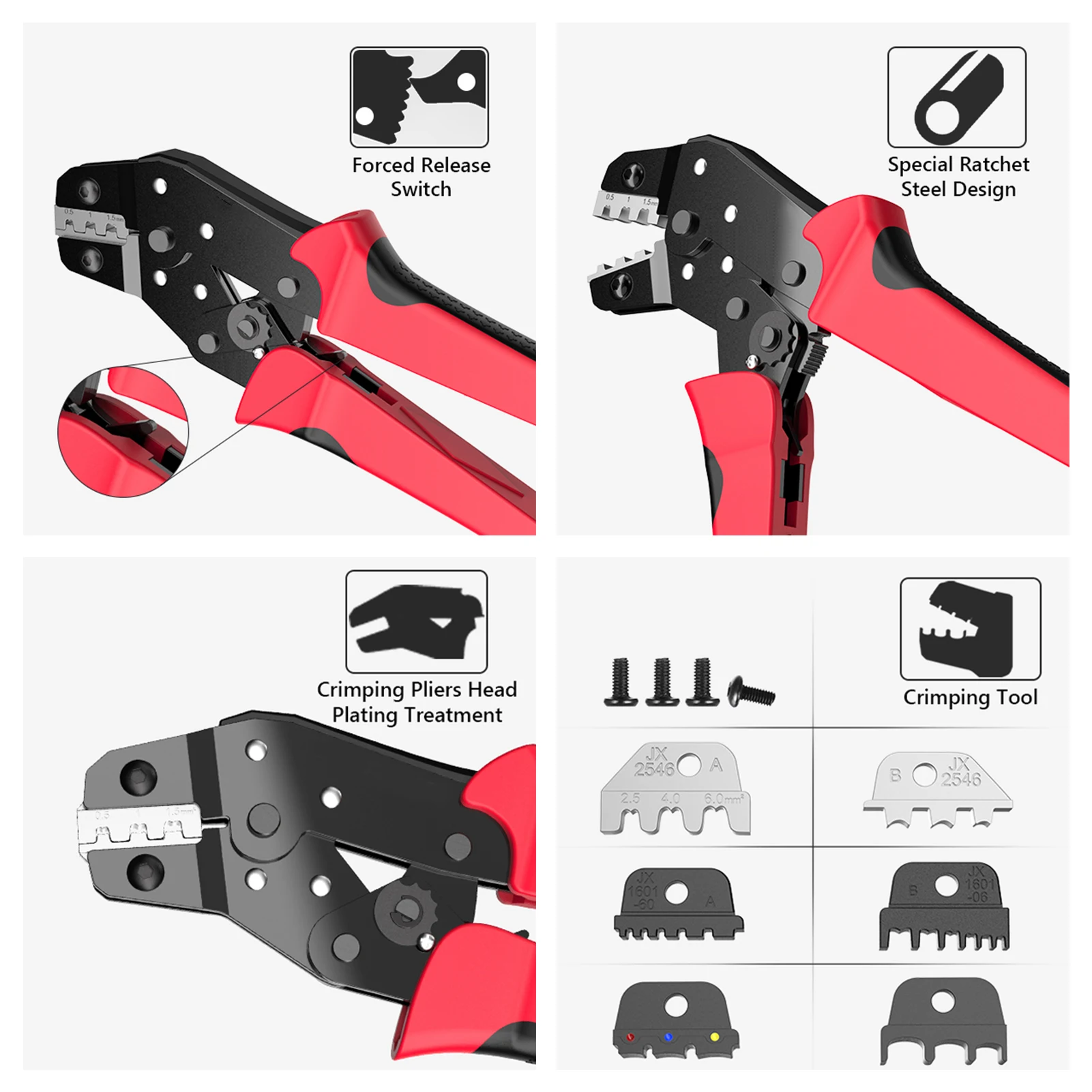 Crimping Tool Set Cable Ratchet Crimping Plier with Interchangeable