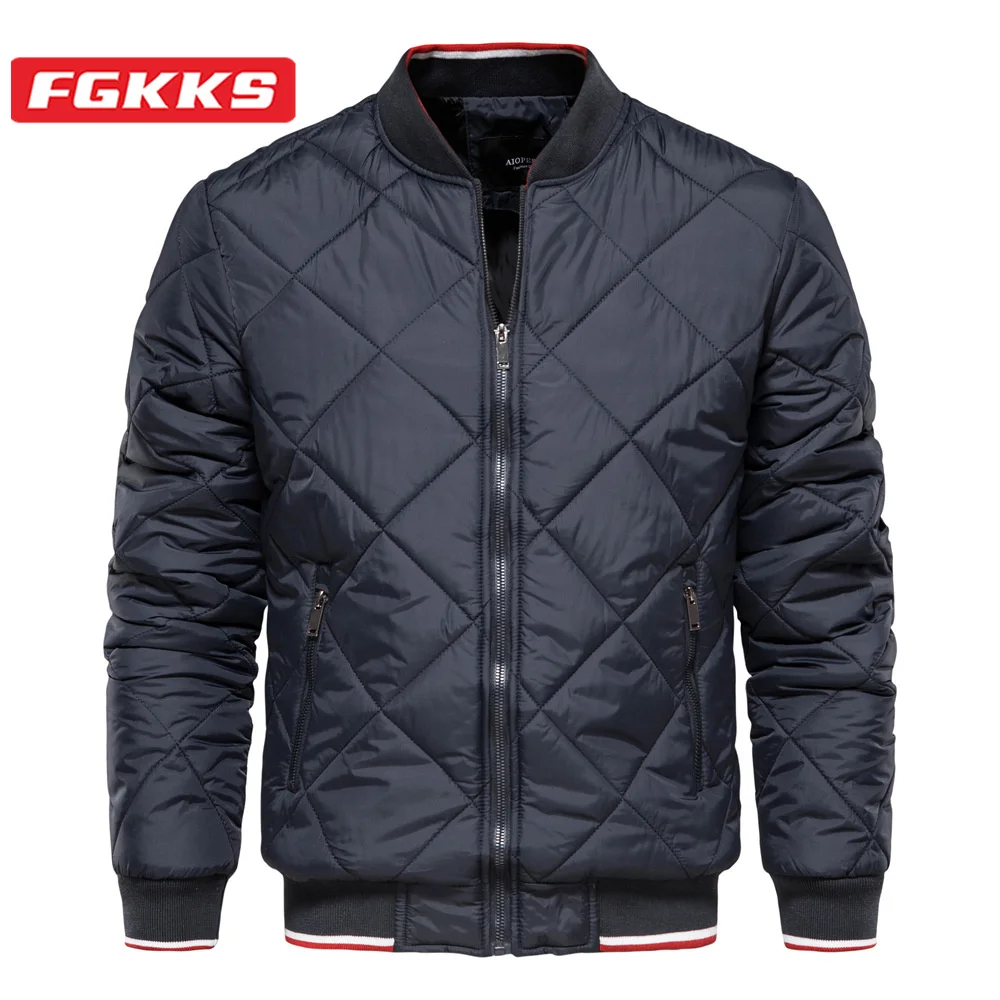 

FGKKS 2023 Outdoor Leisure Parker Cotton-Padded Men's Cotton Lamb Fleecy Slim Coat High Quality Parker Cotton-Padded men's Coat