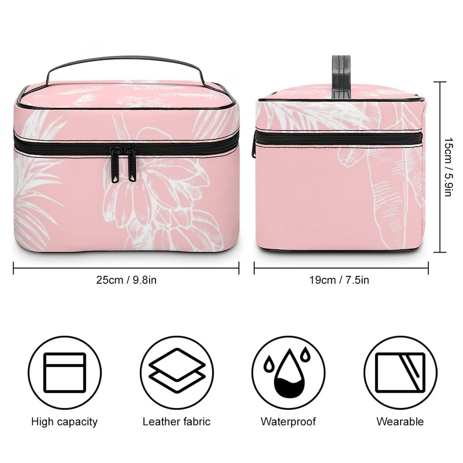 Custom Pattern Makeup Bag Pink Print Travel Makeup Bag Women Multifunction Cosmetic Bag Toiletries Organizer Storage Wash Bag