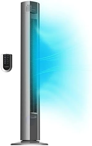 

Oscillating Performance Fan, Nighttime Setting, Remote Control, Timer, 3 Speeds, for Bedroom, Home and Office, 48", Gray, T