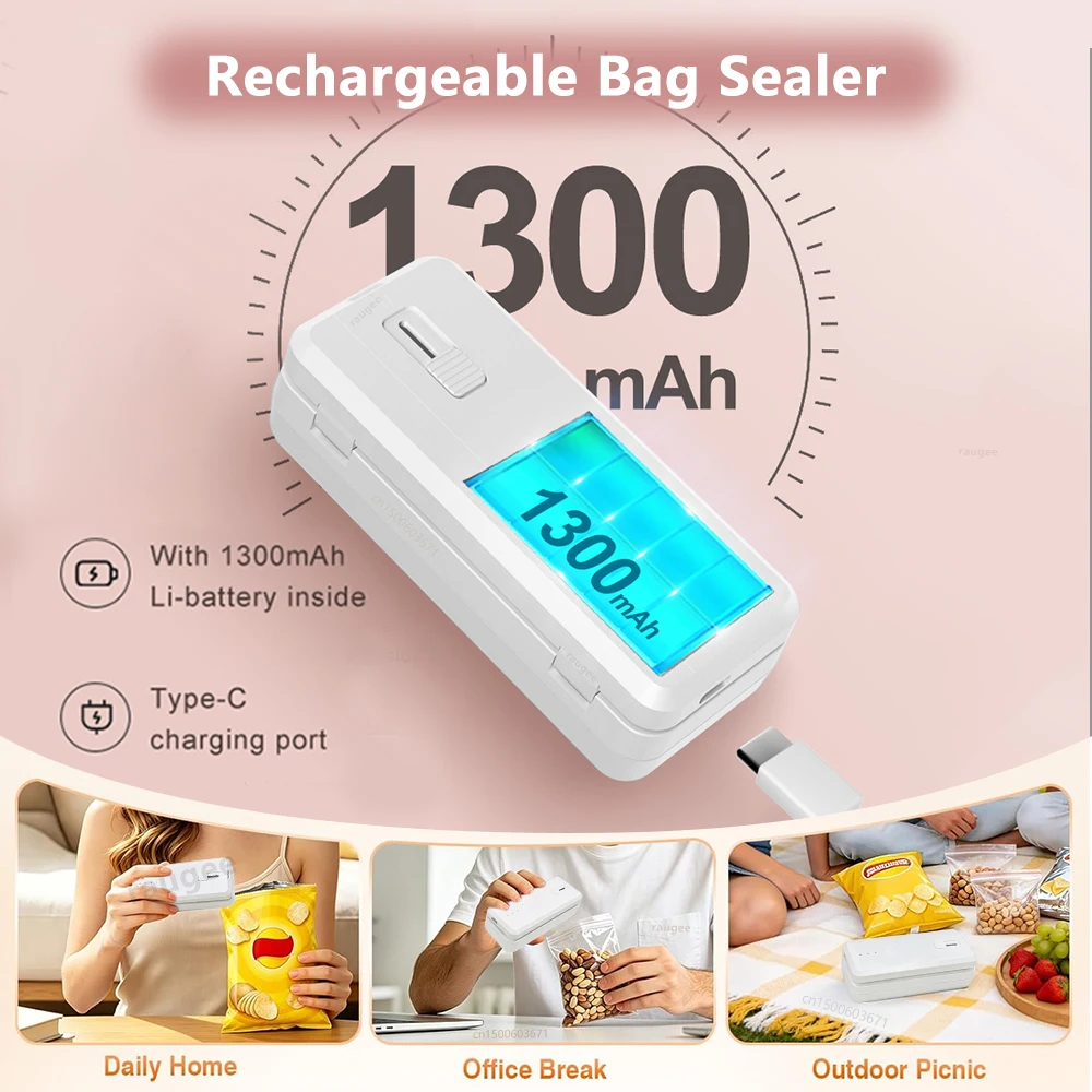 Mini Heat Sealer Handheld Plastic Bag Sealing Machine Rechargeable Food Packaging Heat Sealer Thermal Bags Sealing Machine 5