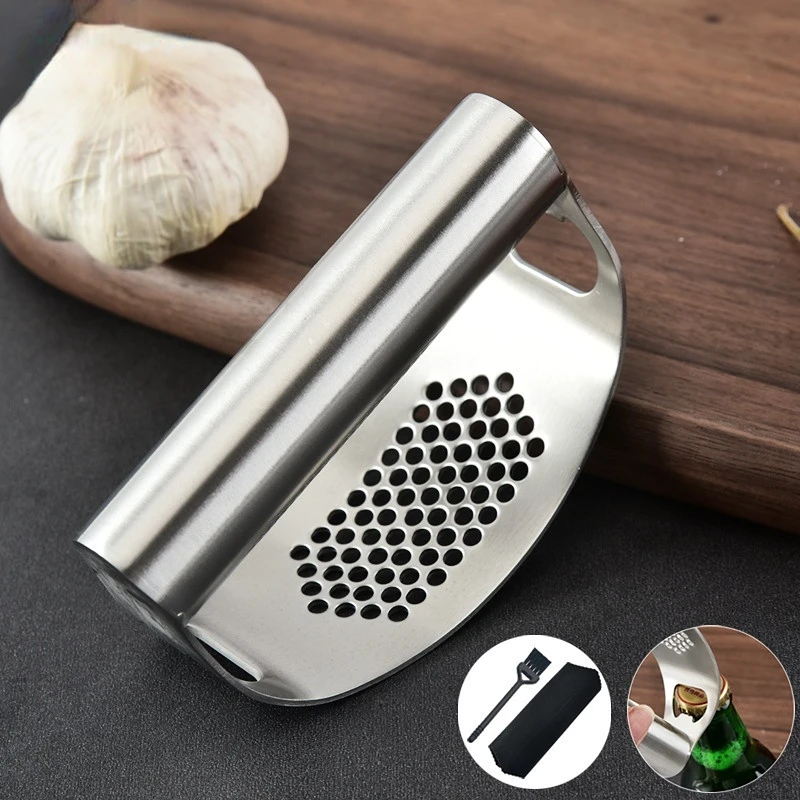 

Stainless Steel Garlic Press Rocker Crusher Chopper Mincer Kitchen Masher Tools