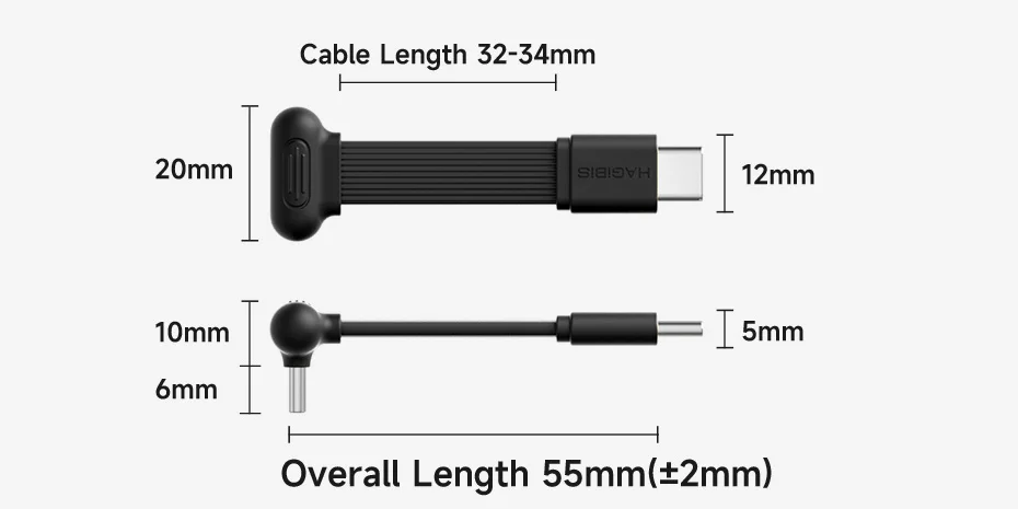 Hagibis USB-C Right-Angle Short Cable 60W