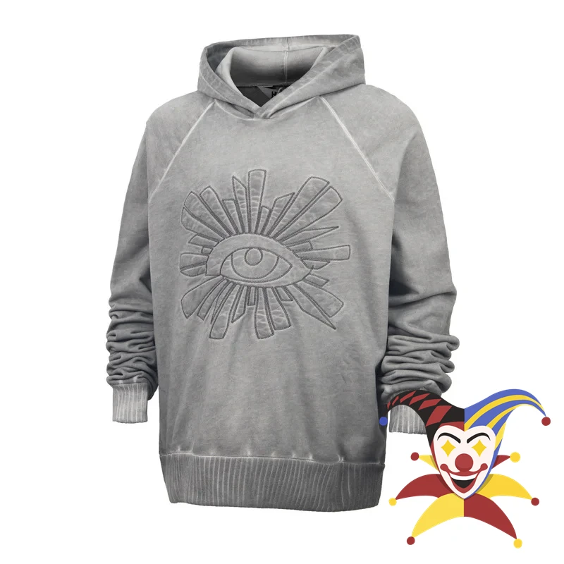 

Washed Gray Eye Embroidery HOUSE OF ERRORS Hoodie Men Women High Quality Hooded Oversized Pullover