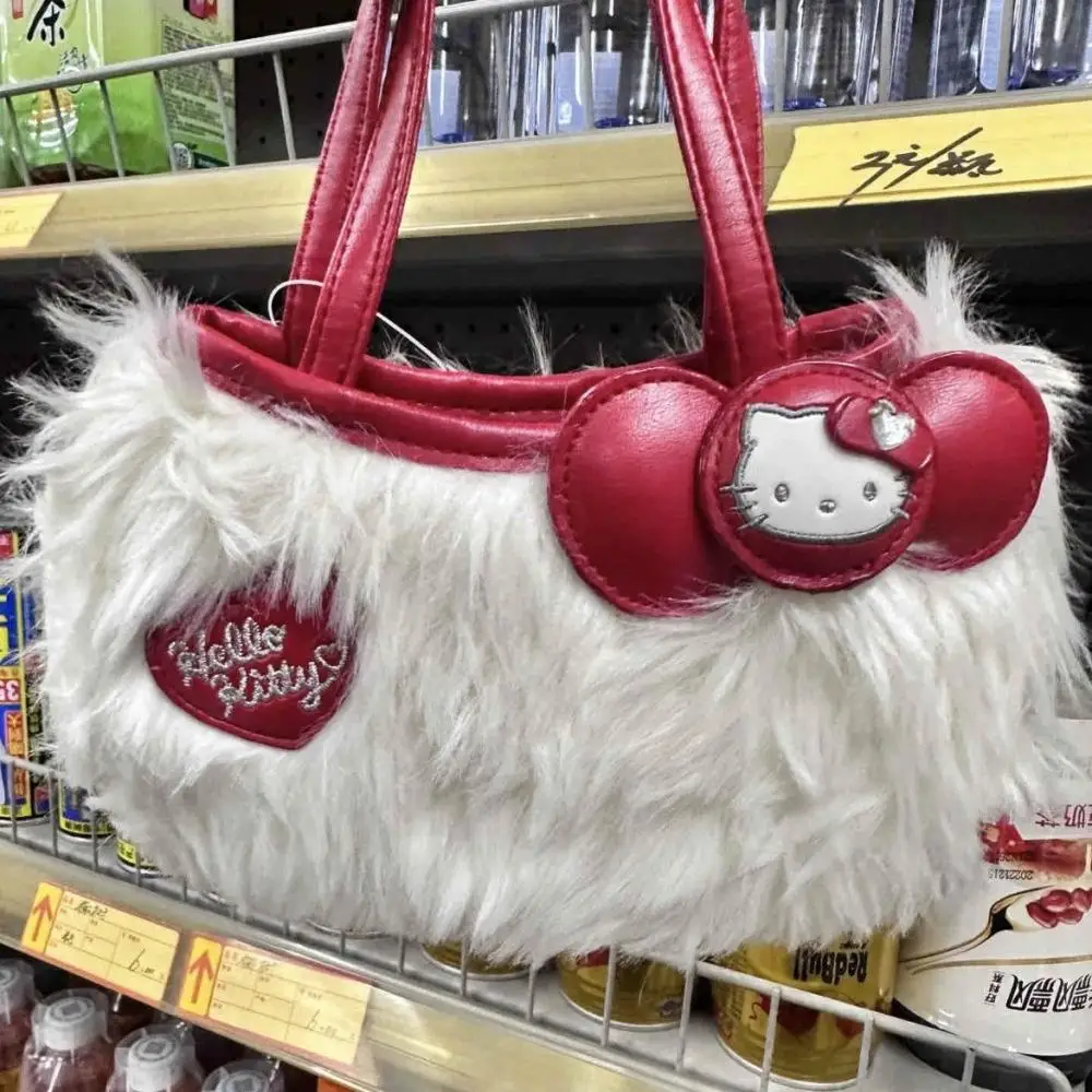 

Милые плюшевые Мультяшные куклы Hello Kitty Sanrio Y2K, пушистая винтажная сумка, аниме плюшевые игрушки для девочек, детские игрушки, подарок на день рождения