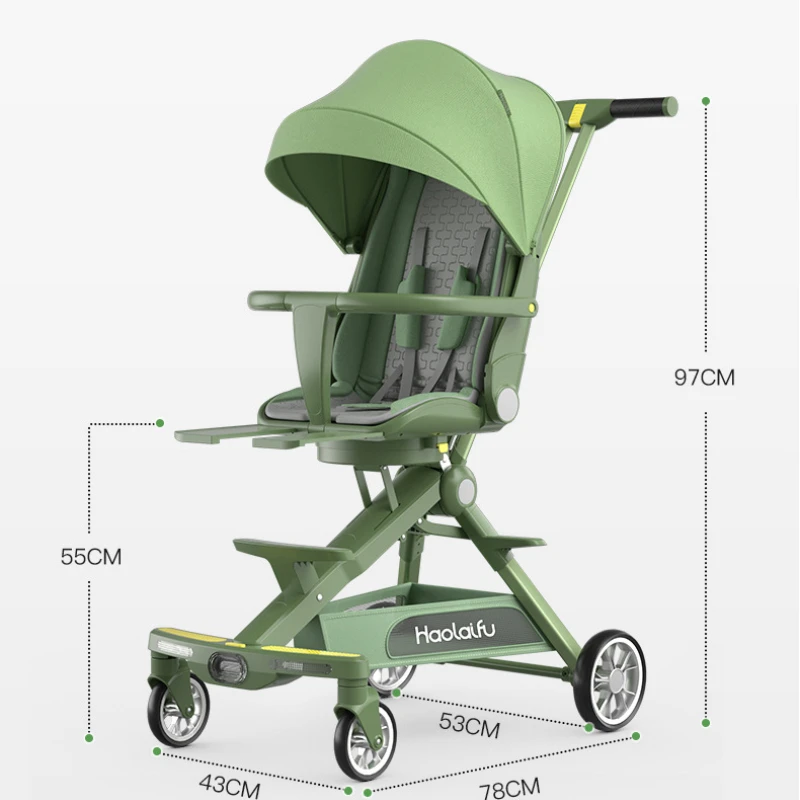 High view baby stroller can sit and lie light folding baby pram Portable Folding lightweight baby stroller four wheels cart
