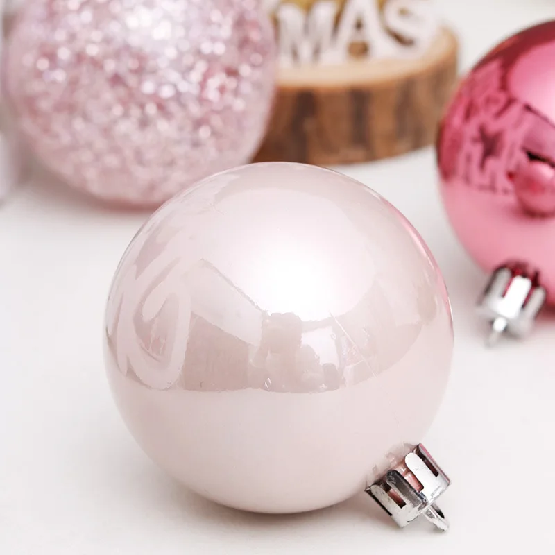 Christmas Decorations 6cm/30pcs Pink Transparent Ball Christmas Ball Set Christmas Tree Pendant