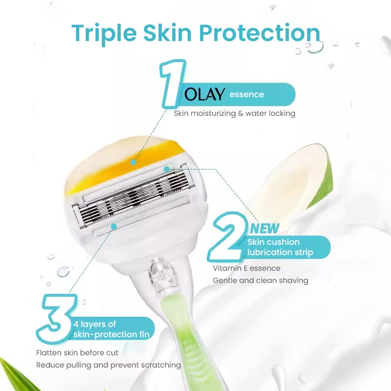 Фото Ручная бритва Gillette Venus Olay с 5 лезвиями и смазочной полосой, уход за кожей, воздушная подушка для женщин, удаление волос в зоне бикини №3