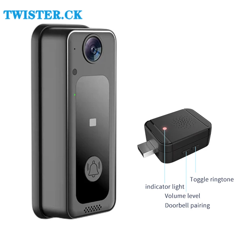 

2023 New 2.4GHz WiFi Doorbell Camera Wireless Smart Video Door Bell With Chime 2-Way Audio HD Night Vision Cloud Storage