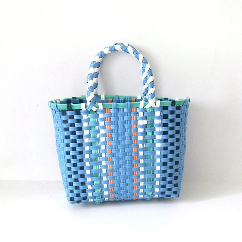 Colourful woven shoulder handbag with strap, ideal for casual daily use or outings – includes free shipping in Singapore.