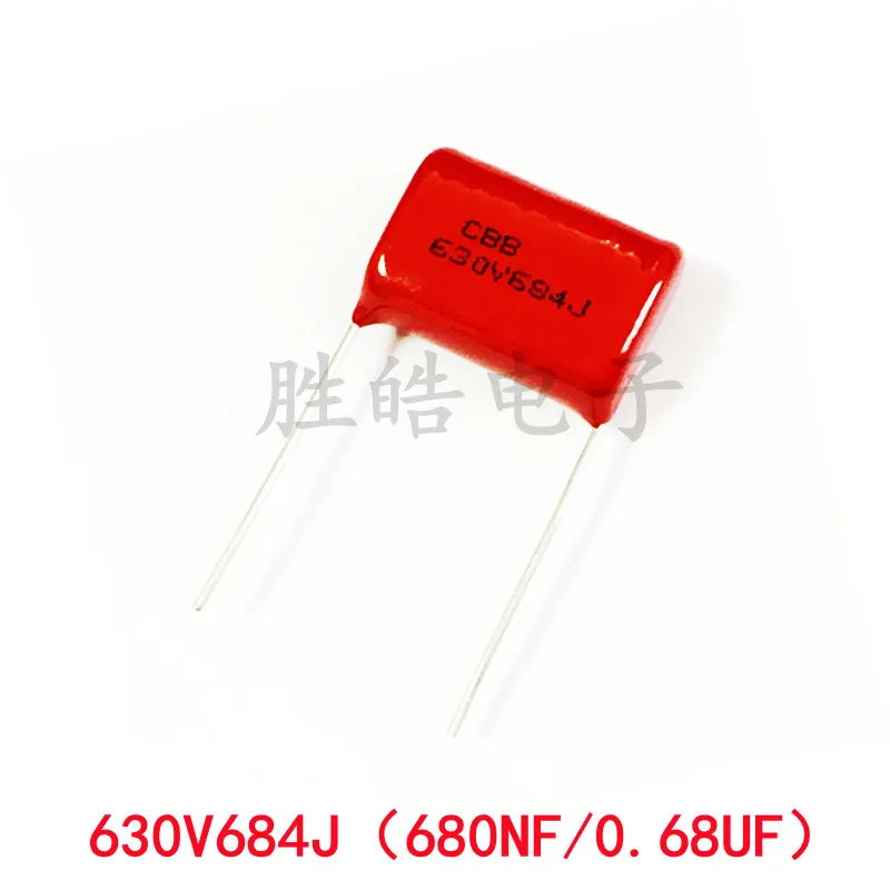10piece Good Quality 630V684J High Quality 5% 0.68UF Pitch 20MM NEW 684 630V 680nf CBB Polypropylene Film Capacitor DIP