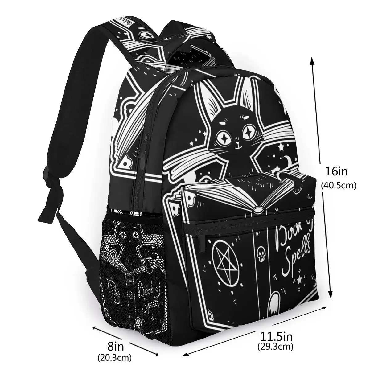 Black Witch's Cat Reading The Book of Dark Magic School Bag Girls Travel Bag Backpack with Multiple Using Women Backpacks 2