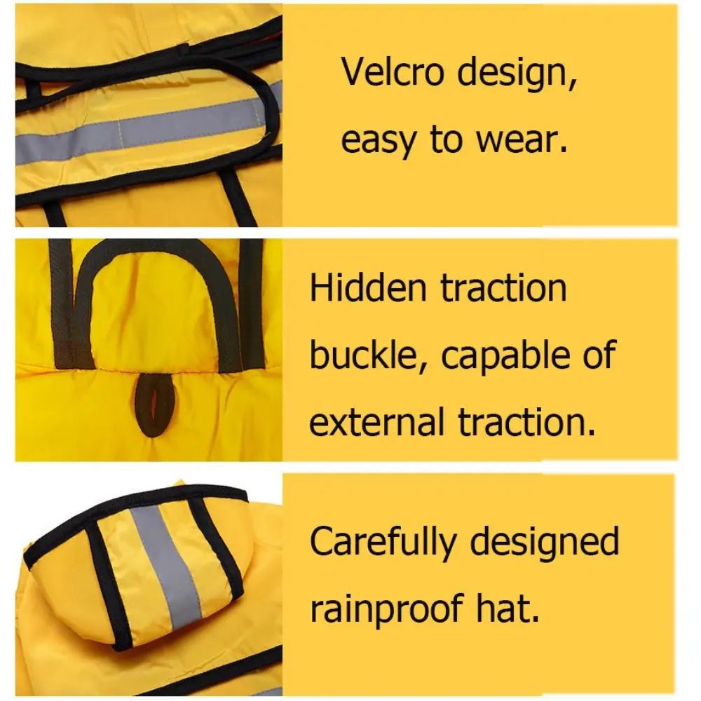 실용적인 스트립 반사 기능이 있는 강아지 레인코트 후드형 방풍 강아지 레인 재킷 가벼운 방수 강아지 코트 여행용