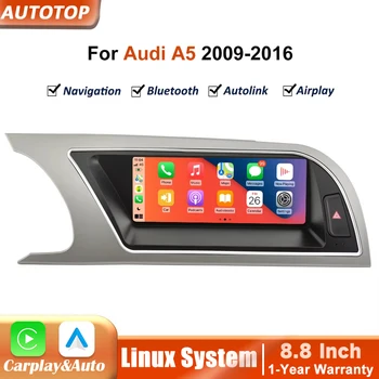 Radio para coche con sistema inteligente Linux, CarPlay inalámbrico, Android, para Audi A5 2009-2016, estéreo, Bluetooth, GPS, Navi, Autoradio, 8,8 pulgadas 1