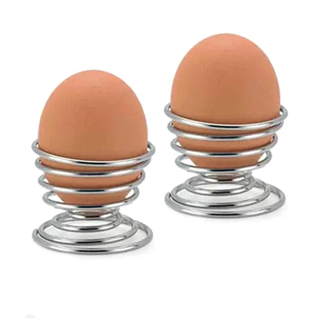 Metal Egg Cups Stainless Steel Silver Spiral Eggs Holder Waterproof Kitchen Spring Utensil Tool Non-stick Bracket