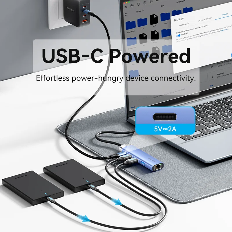 Vention-adaptador Ethernet Usb 1000mbps Hub Usb3.0 Lan Rj45 para Macbook Windows Laptop pc Xiaomi mi tv Box Usb-c Hub Placa de Rede - Imagem 5