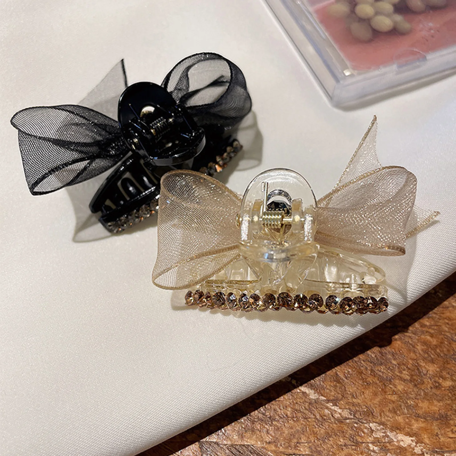 Sweety Bowknot Haar Klaue Für Frauen Koreanischen Stil Gaze Bogen Haar Clip Mädchen Trendy Strass Haarnadel Schmuck Haar Zubehör – Detail 4