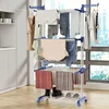 Clothes Drying Rack,Folding Clothes Rail Storage Rack, 4 Tier Clothes Horses Rack Stainless Steel Laundry Garment Dryer Stand 4