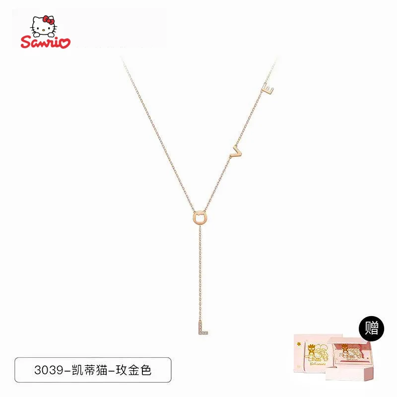 

HelloKitty Sanrio sterling silver necklace women's light luxury niche high-end 2023 new jewelry Valentine's Day gift for girls