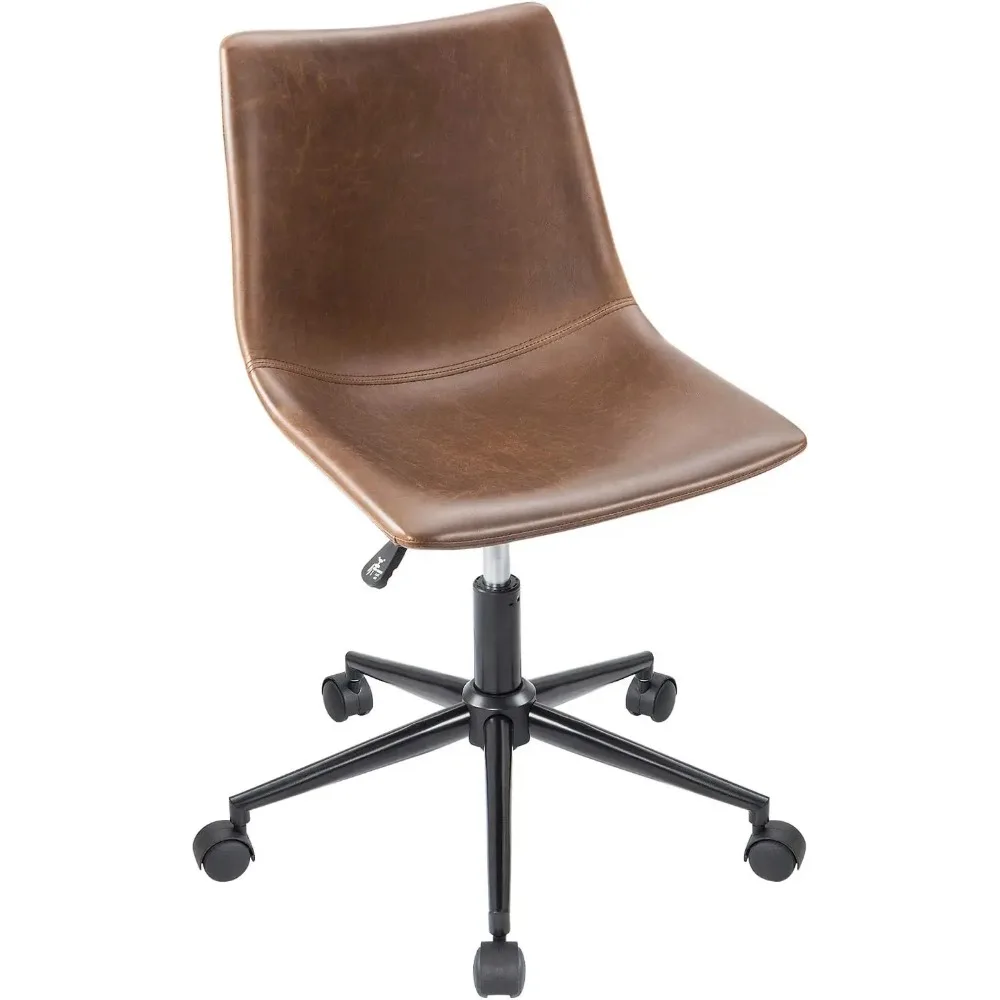 

Back Task Chair PU Leather Adjustable Bucket Seat Armless Computer Chair Low Back Desk Conference Chair