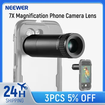 NEEWER HD Telephoto Lens for Phone Camera 7X Magnification Lens Attachment with 17mm Thread, 15 Elements 12 Groups