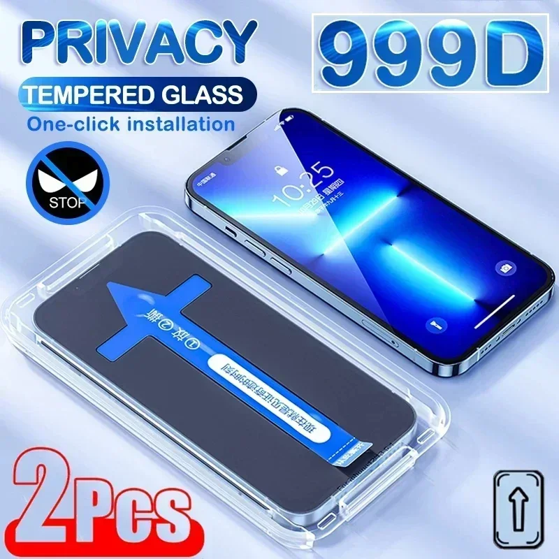 

Закаленное стекло для iPhone, защита экрана из стекла для iPhone 11 12 13 14 15 Pro Max X XR Mini, установка одним нажатием, 2 шт.