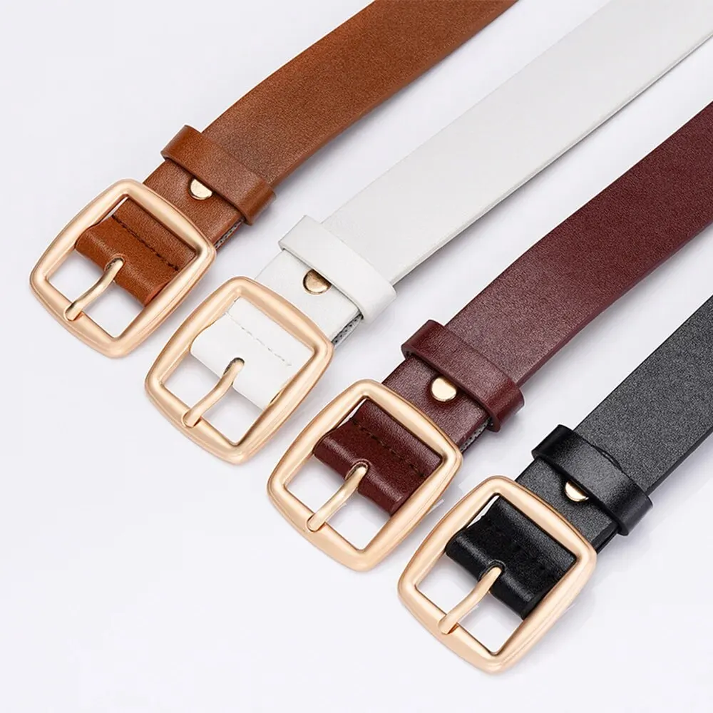 Women's Belt Soft PU Leather Belt Square Pin Buckle Jeans Belt Korean Version Chic Luxury Brand Ladies Vintage Female Waistband