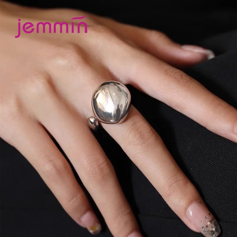 Anelli in Argento Sterling 925 Autentici per Donne, Design Geometrico Fatto a Mano, Anelli Aperti Irregolari, Regalo per Feste e Compleanni - immagine 4