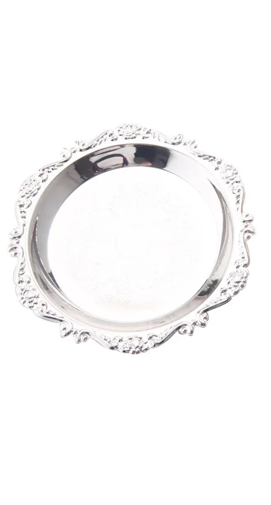 Description Picture 6 of itemMetal Shell Storage Tray Round Glass Plate Jewelry Dish Earrings Ring Display Tray Fruit Dish Plate Desktop Decor Photo Props