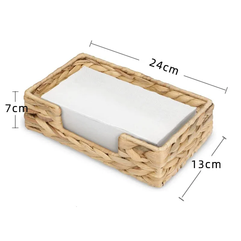 Water Hyacinth Napkin Holder Wicker Baskets Rustic Wicker Paper Hand Towels Storage Tray Woven Napkin Holder Tray for Kitchen 6