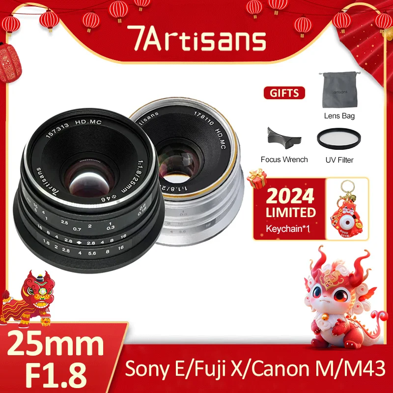 7 Artigiani 7 Artigiani 25Mm F1.8 Aps-C Prime Messa A Fuoco Manuale Obiettivo Verticale Umanistico Per Sony E Canon Eos M Micro 4/3 Fuji Fx