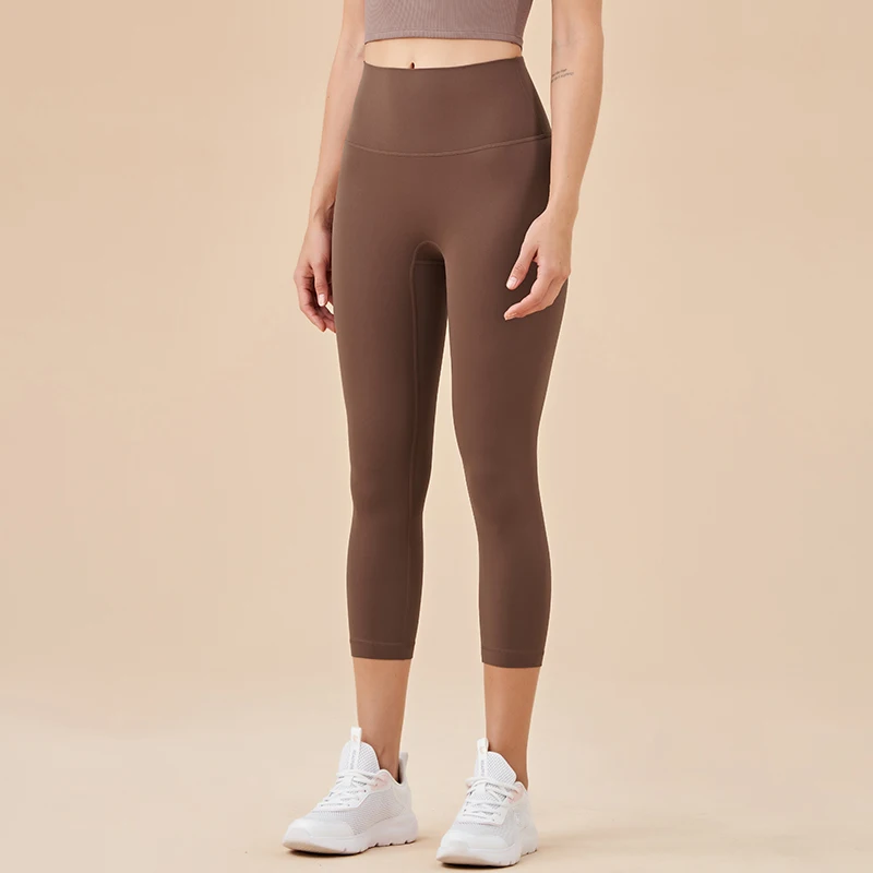 SOISOU Nylon Yoga Capri Pants Leggings Women's Pants Gym Sexy High Waist Tight Breathable Elastic Girl Sports Pants 13 Colors 4