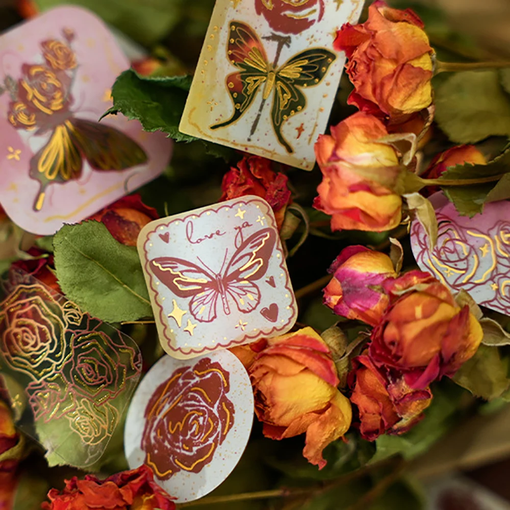 

40 Sheet Roses Flowers PET Transparent Waterproof Stickers DIY Scrapbook Album Diary Decoration Supplies