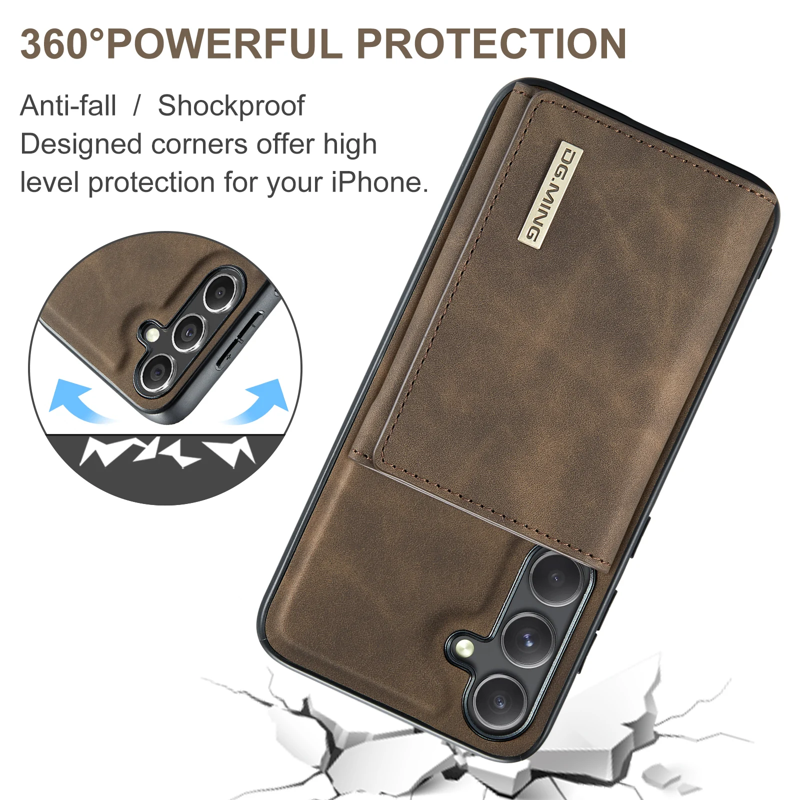 Premium Detachable Leather Magnetic Wallet Case by DG.MING