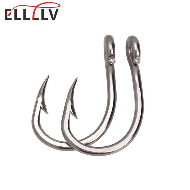 Ellllv 100PCS Stainless Steel Strong Fishing Hooks Big Game Fish