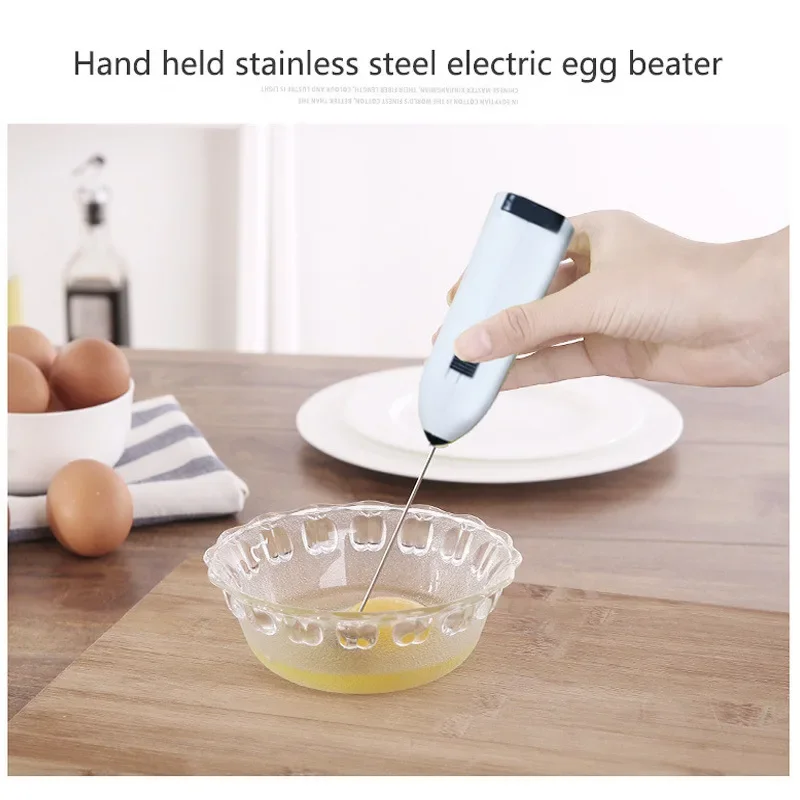 Milk Frothers Handheld Stainless Mini Electric Egg Beater Coffee Milk Tea Blender Beat Up the Cream Stirring Kitchen Tool