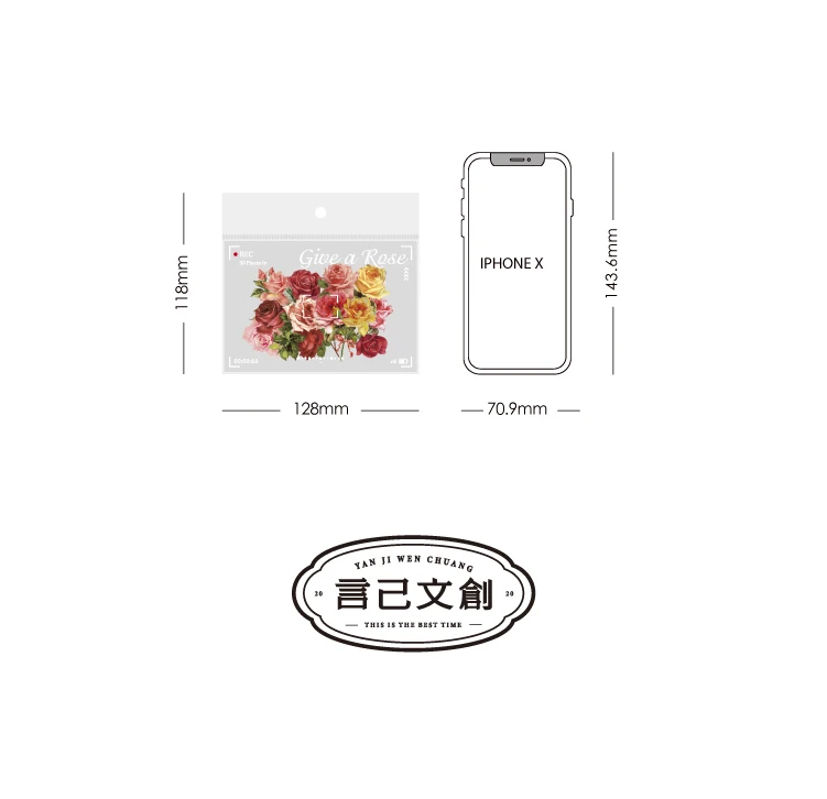 100pcs Flowers Sticker pack Rose Tulip Daisy Transparent Waterproof Plant hand account Decoration Scrapbooking Material