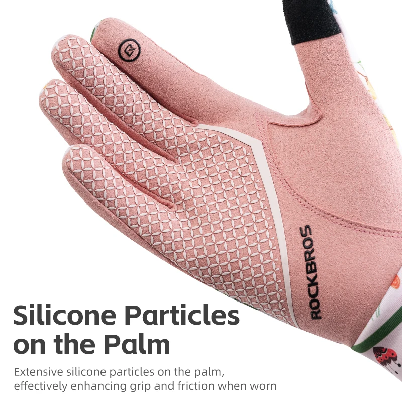 ROCKBROS Cycling Gloves Long Finger Touch Screen Mountain Bike Road Bike Full Finger Female Spring Autumn Pink Cycling Equipment 2