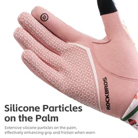 ROCKBROS Cycling Gloves Long Finger Touch Screen Mountain Bike Road Bike Full Finger Female Spring Autumn Pink Cycling Equipment 2