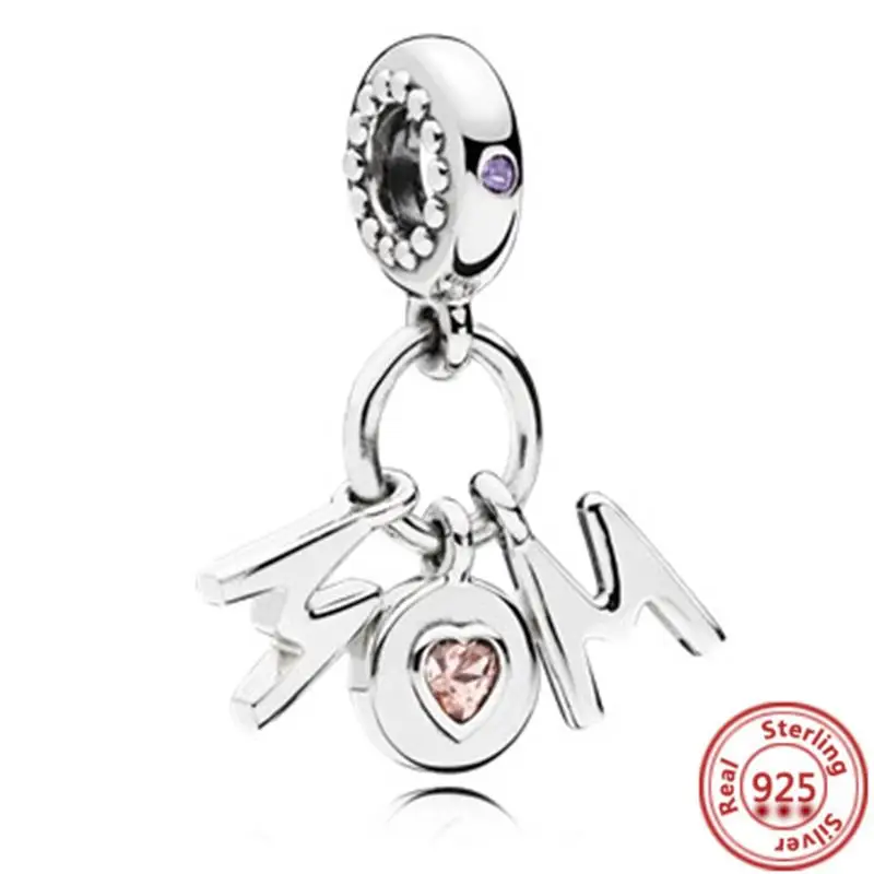 100% 925 Sterling Silver Forever Family Love Mom DIY Beads Fit Original Pantaro Charms Bracelet Mother's Day Gifts Women Jewelry 4