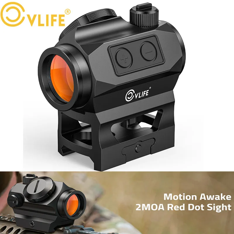 CVLIFE JackalHowl 1x20mm 2MOA Red Dot Rifle Scope Co-Witness Riser IPX7 Waterproof Shockproof Fogproof Red Dot Optics Reflex