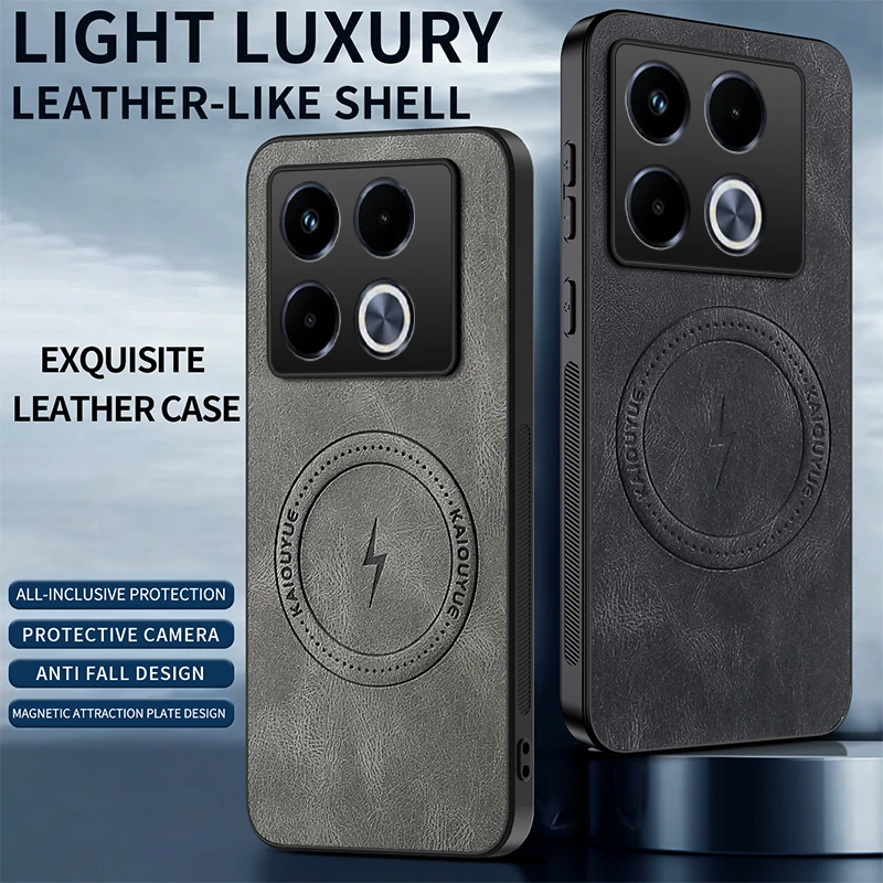 Magnetic Napa-Textured PU Leather Shockproof Bumper Case with MagSafe Compatibility