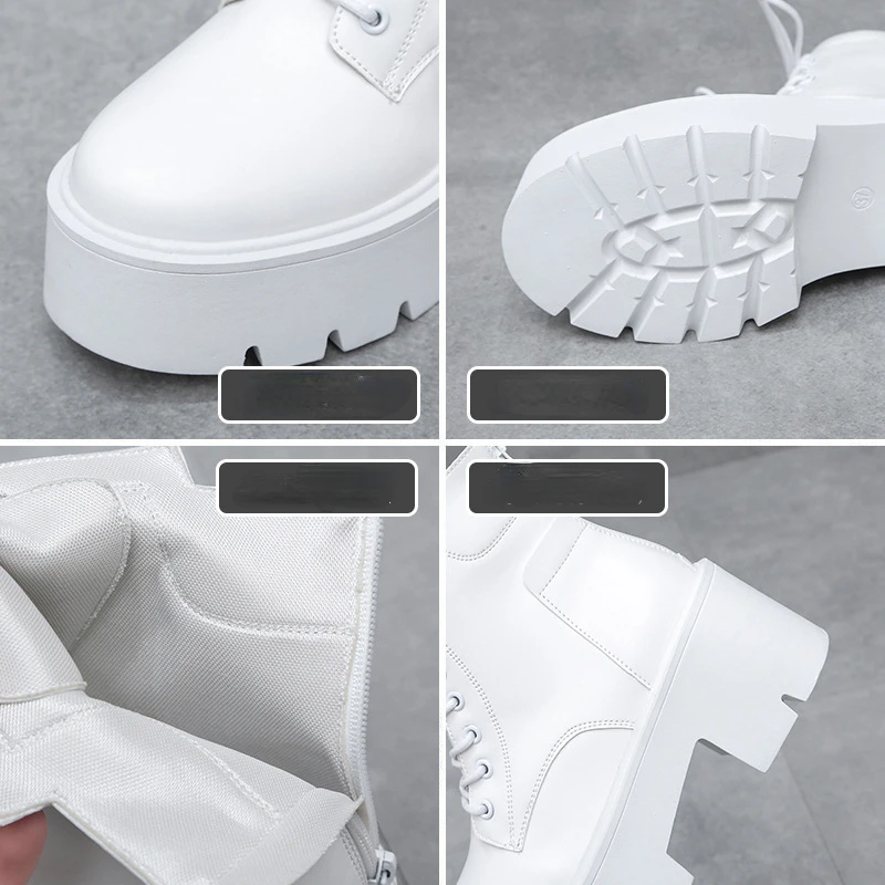 New Women Ankle Boots Zip Lace Up Square Toe Ladies Boots Thick Bottom Non-slip High Heels Female Shoes Footwear Fashion Shoes