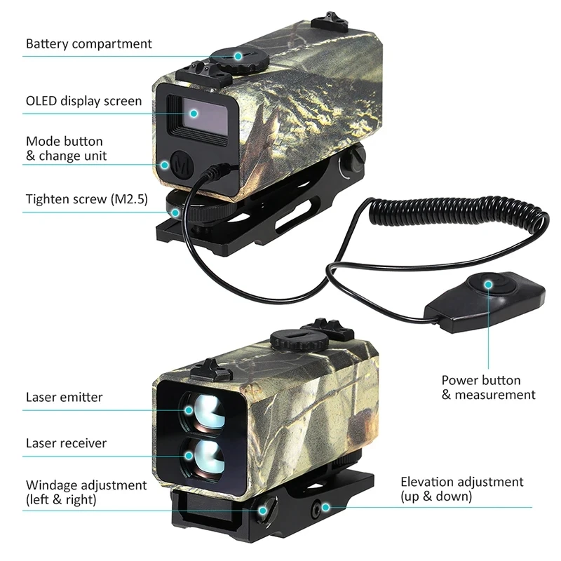 Laser Rangefinder Laser Distance Meter Outdoor Real-time Ranging Hunting And Shooting Display Mini Laser Automatic Rangefinder LRF Rangefinder 1200m LE032