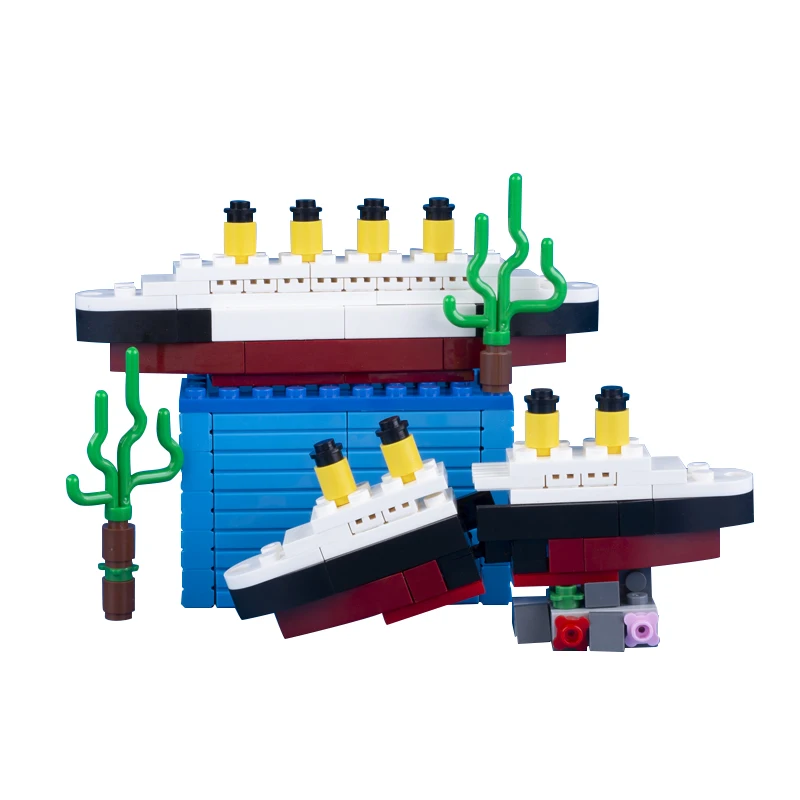 Фото Модель корабля MOC Titanic, строительные блоки, наборы Sank RMS, Круизная лодка, пароход, морская сцена, игрушки «сделай сам», подарок для детей №4