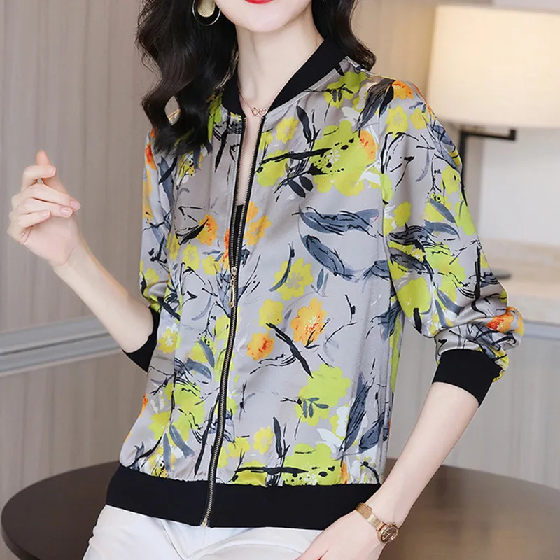 Size M-5XL Women Chiffon Shirt Floral Printing Jacket Spring Summer Sunscreen Thin Tops Female Cardigan Clothing