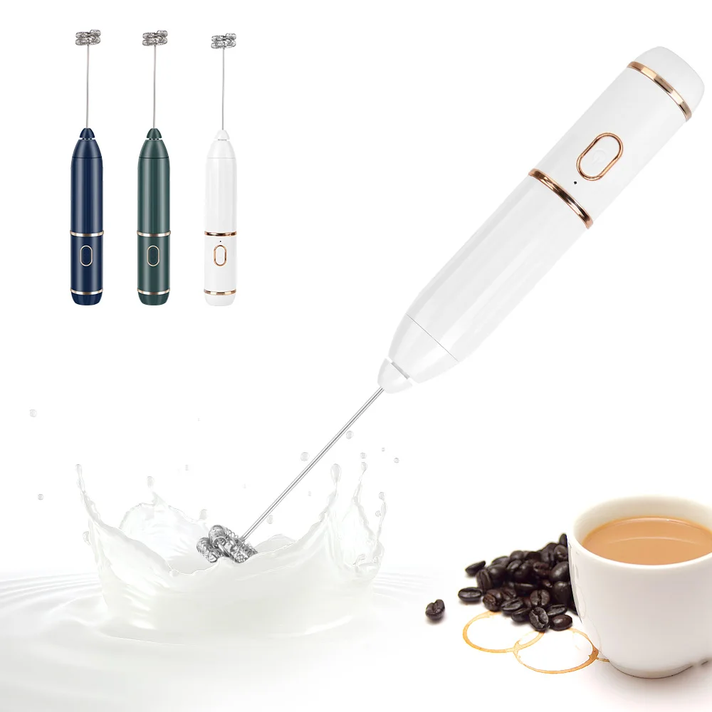 3 Speeds USB Electric Handheld Milk Frothers Mini Coffee Maker Whisk Kitchen Egg Whisk Mixer Rechargeable for Cappuccino Cream